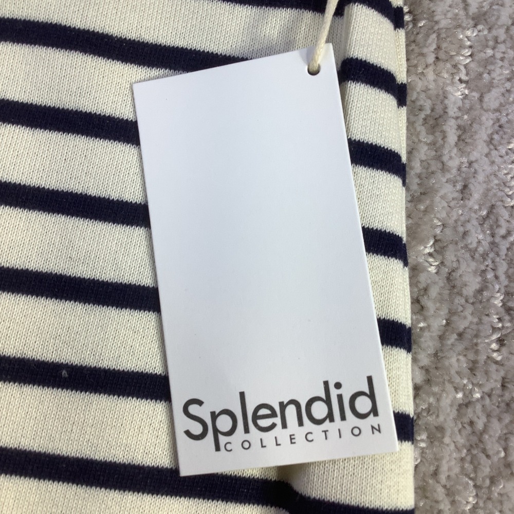 Splendid Womens Striped Knit Maxi Skirt Navy Cream Side Slit Size Small NWT - Picture 4 of 11